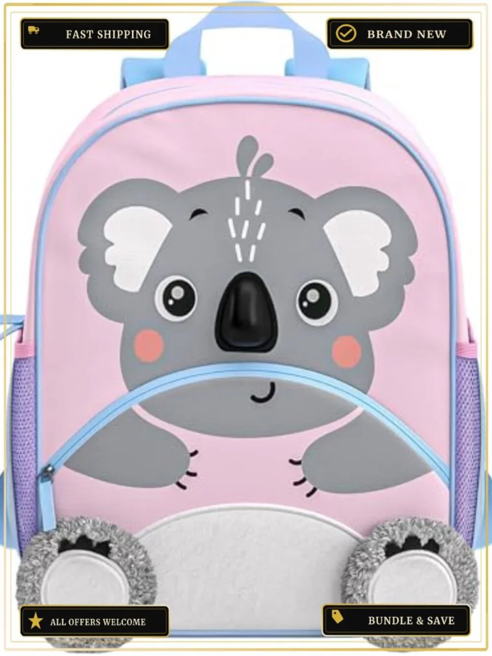 Toddler Backpack for Preschool Kids Ages 2-4, Koala Design, Adjustable Straps,